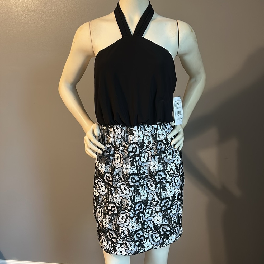 NWT Aidan Mattox Black and White Cocktail Dress